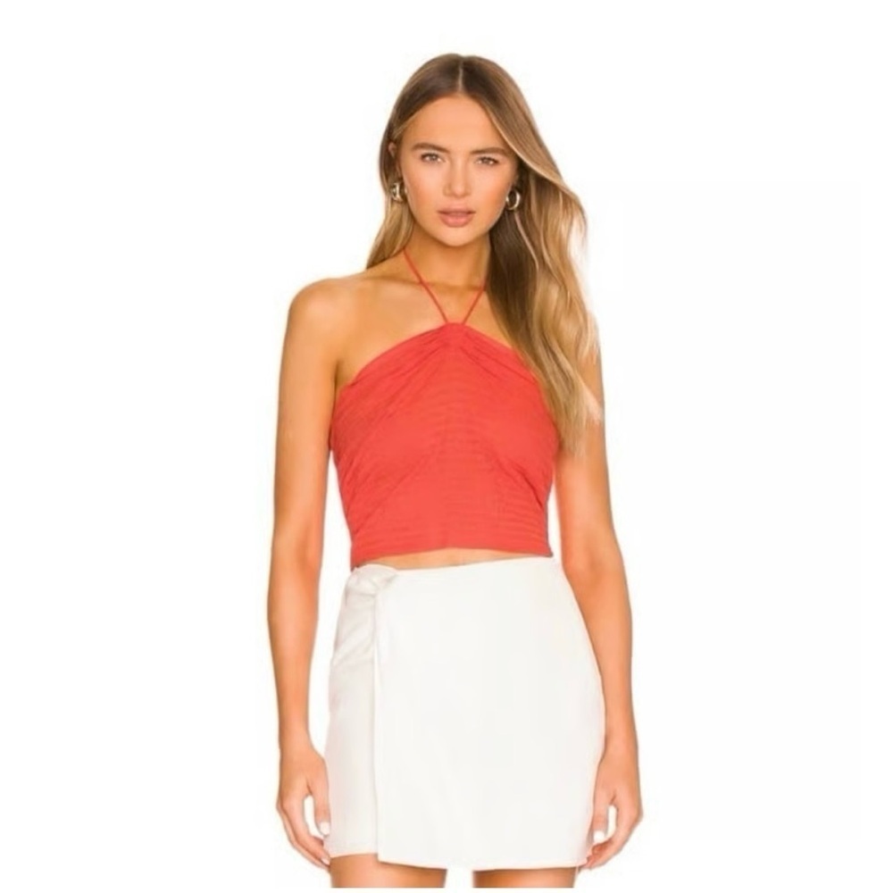 525 America Revolve Tube Halter Top in Papaya Orange Womens Medium Large NWT